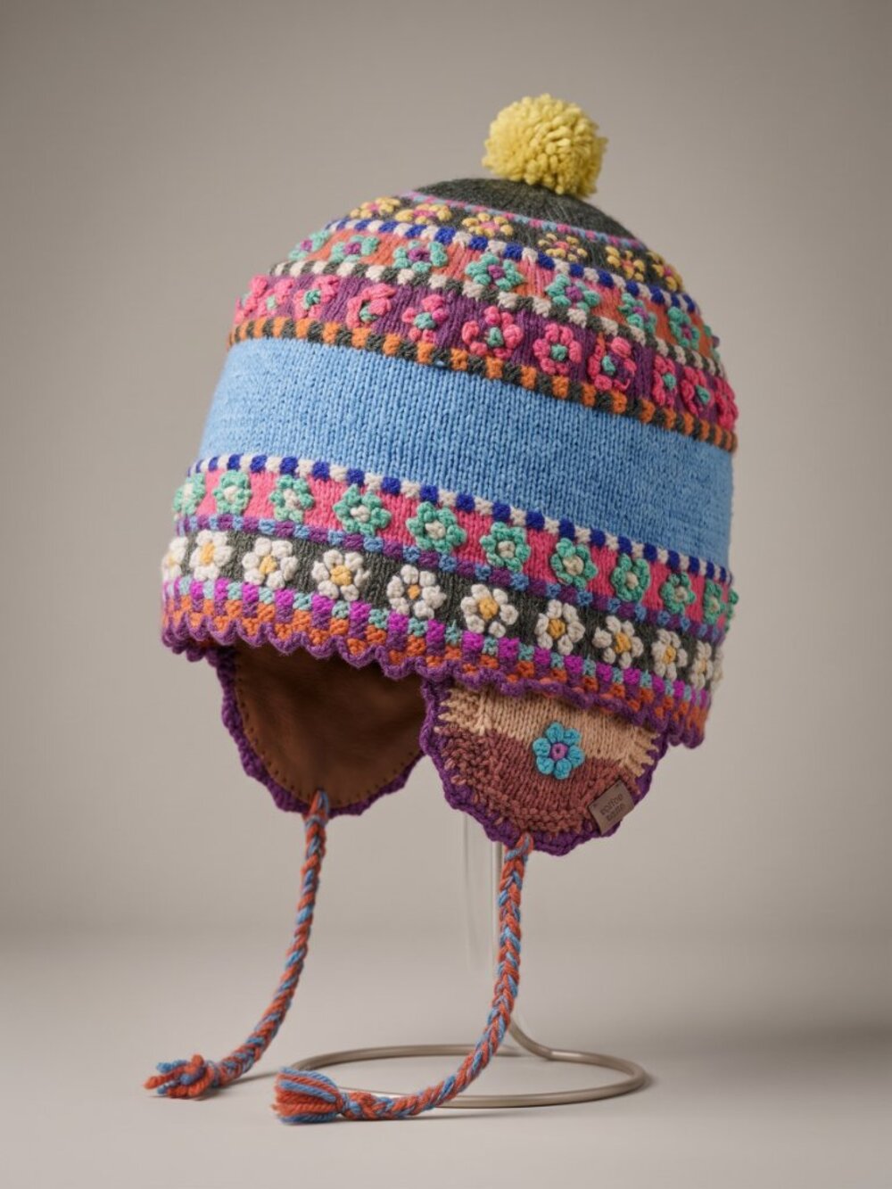 Handmade Peruvian Chullo Hat – Warm Multicolored Wool Winter Hat